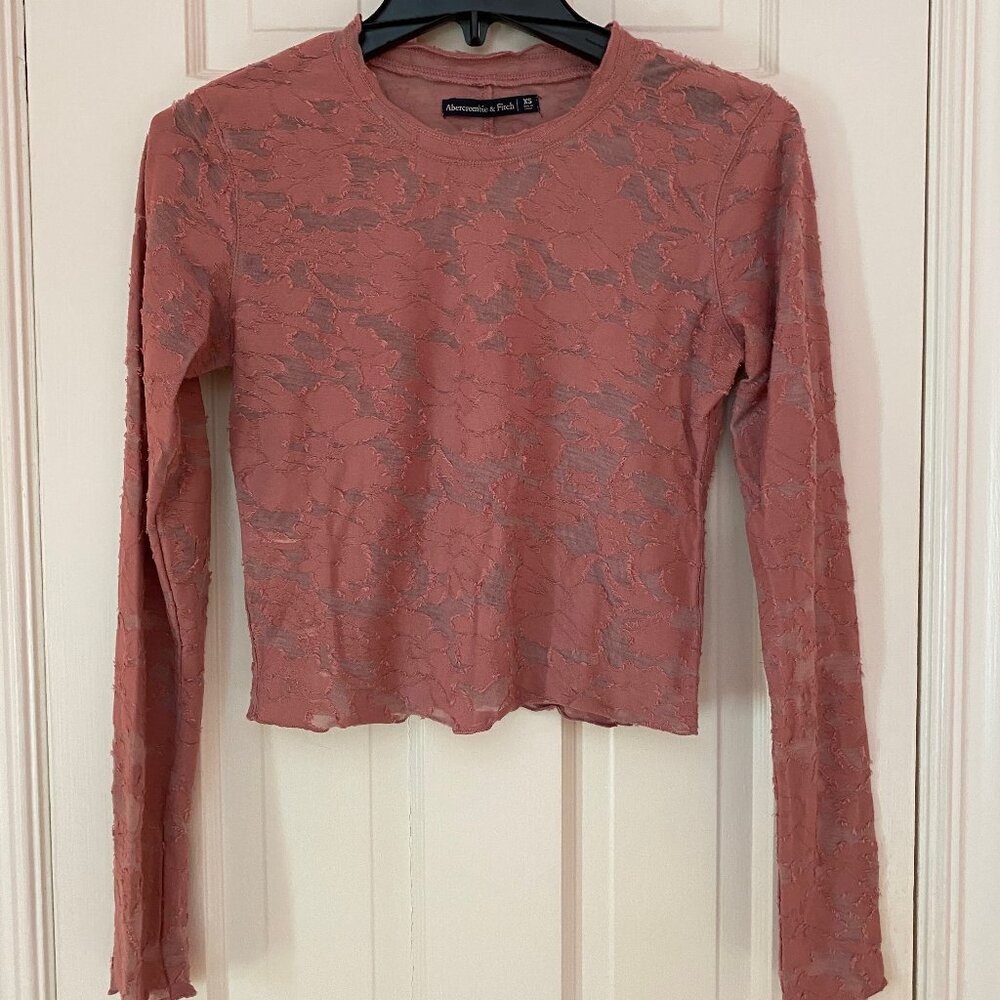 Abercrombie and Fitch Pink Sheer Floral Pattern Long Sleeve Shirt